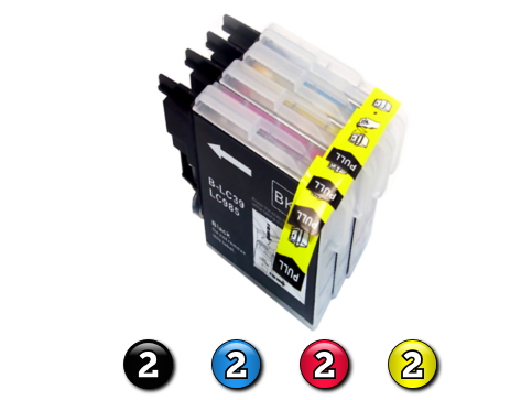 Compatible Brother LC39 ink cartridges 8 Pack Combo (2BK/2C/2M/2Y)